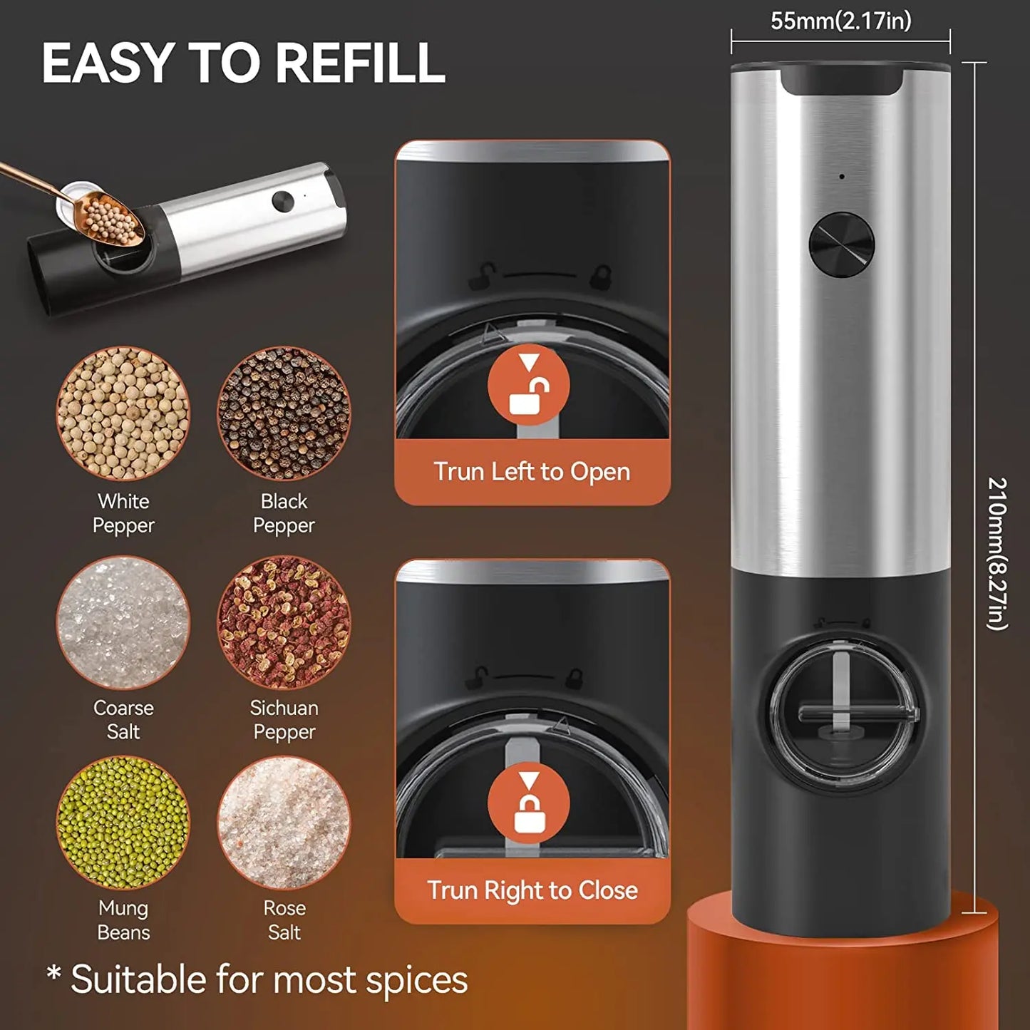 Electric Pepper and salt grinders